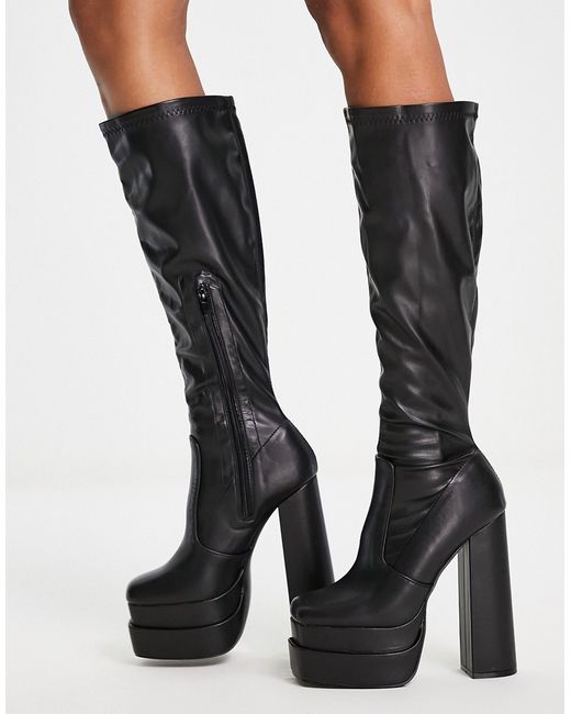 Public Desire second skin over the knee platform boots in