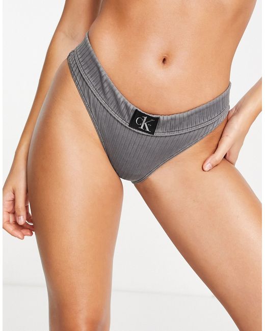 Calvin Klein rib high waist bikini bottom in