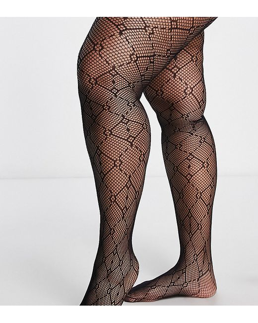 My Accessories Curve My Accessories London Curve sheer tights in with diamond print