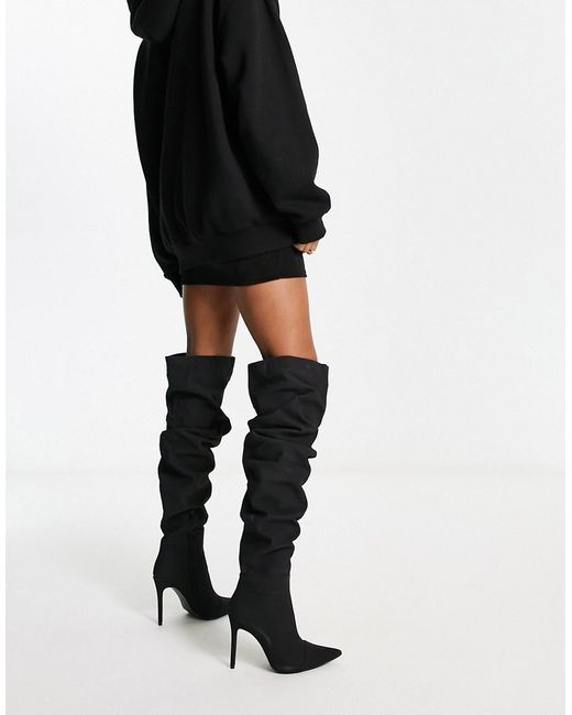 Public Desire ruched stiletto over the knee boots in