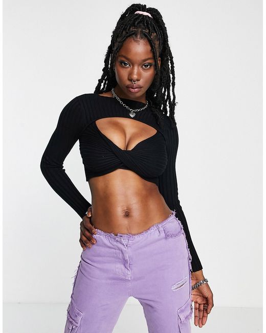 Signature 8 twist front knitted crop top in