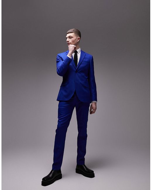 Topman skinny single breasted two button wedding suit jacket in