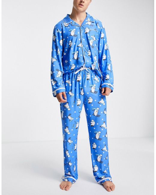 Loungeable polar bear print pajama set in