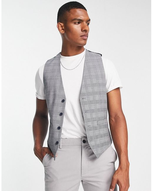 French Connection wedding vest in check