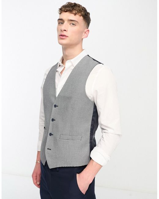 French Connection suit vest in black and check