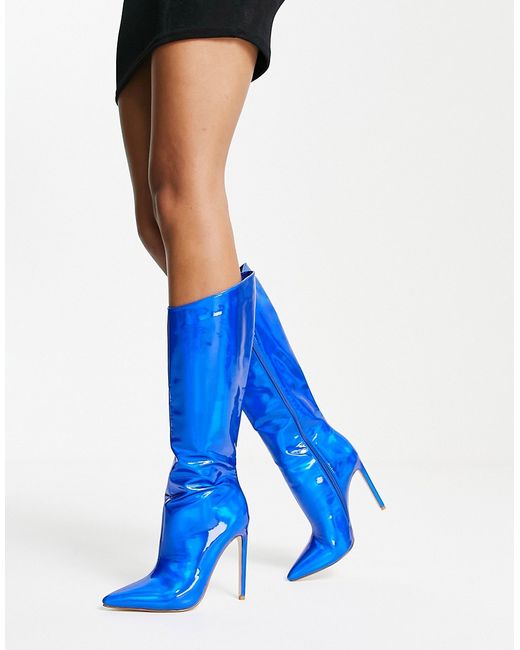 Azalea Wang Nova stiletto knee high boots in metallic