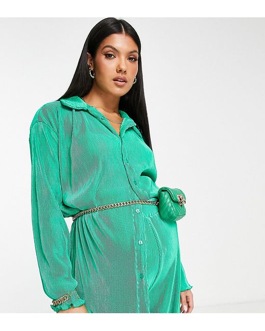The Frolic Maternity plisse shirt in jade part of a set
