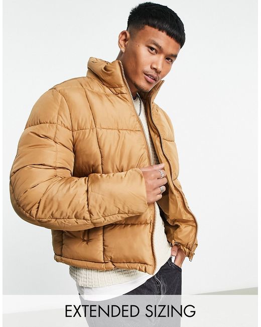 Asos Design puffer jacket in camel-