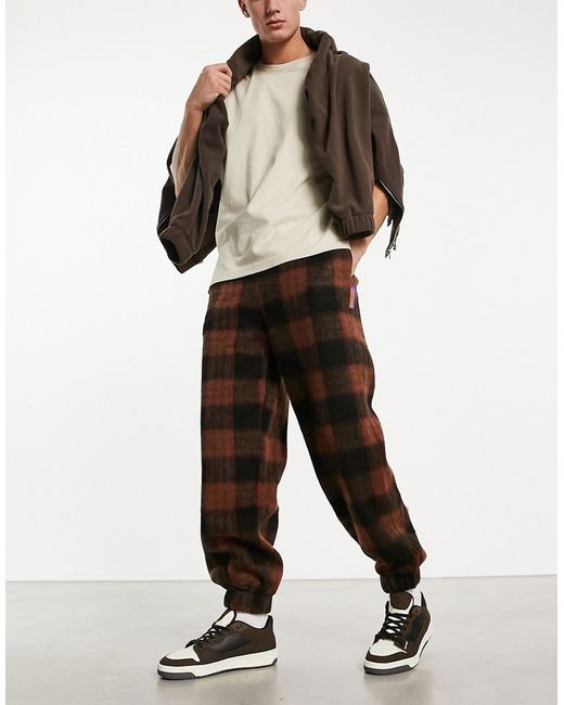 Damson Madder plaid teddy sweatpants in brown part of a set-