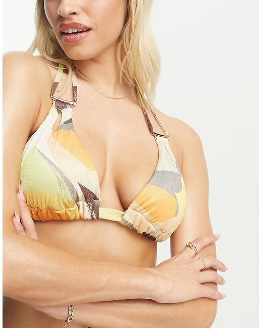 River Island Fuller Bust printed tubular strappy bikini top in
