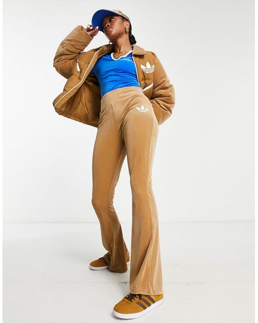 Adidas Originals Heritage flared leggings in brown-