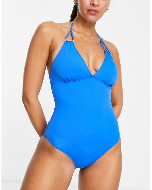 Accessorize high neck plunge shaping swimsuit in
