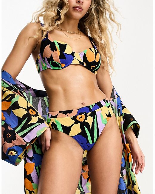 Roxy Jam underwire bikini top in floral print-