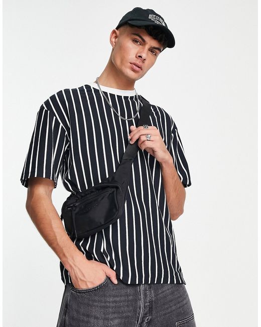 Adpt oversized vertical stripe T-shirt in