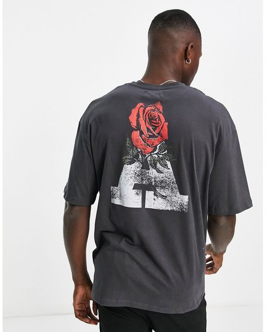 Adpt oversized t-shirt with rose back print in