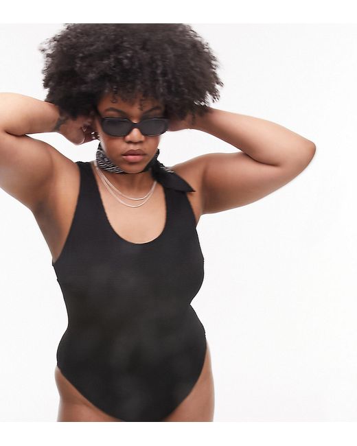TopShop Curve scoop back crinkle swimsuit in
