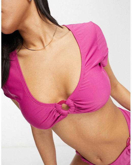 Brave Soul cropped bikini top with ring detail in