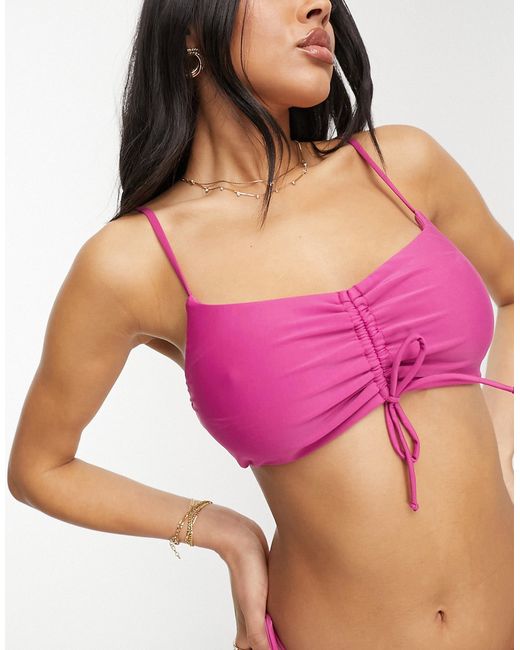 Brave Soul ruched front bikini top in