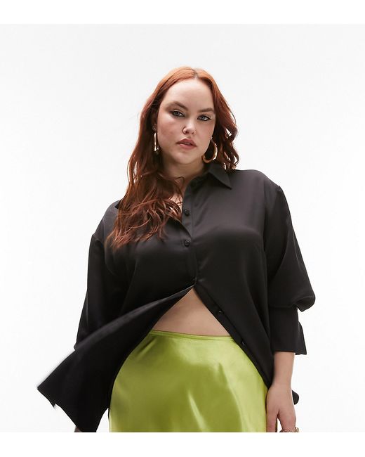 TopShop Curve satin oversized shirt in