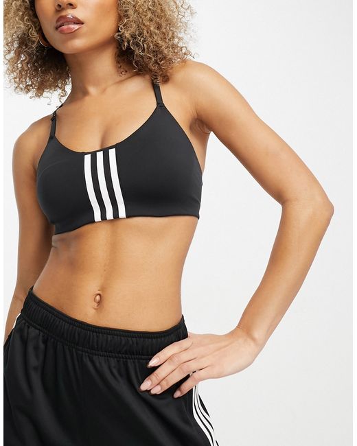 Adidas Performance adidas Training Train icons low support 3 stripe sports bra in
