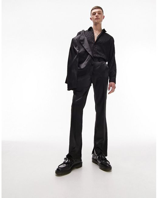 Topman boxy slim high shine suit jacket in