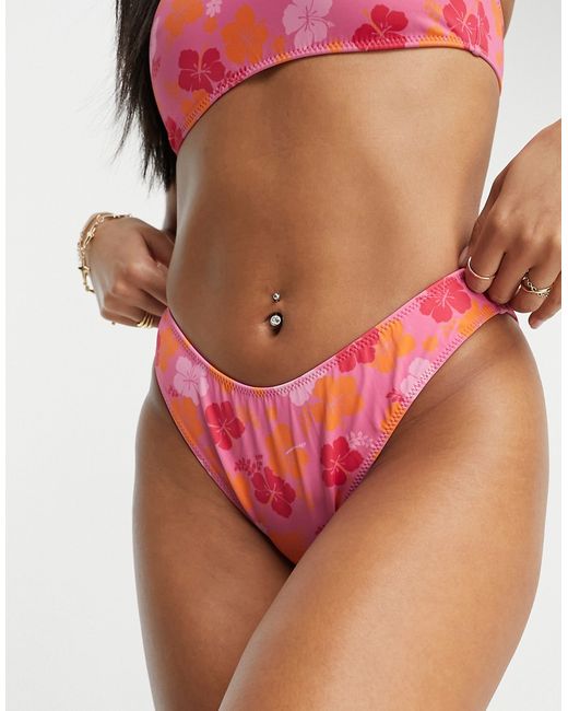PacSun hibiscus print bikini bottoms in part of a set