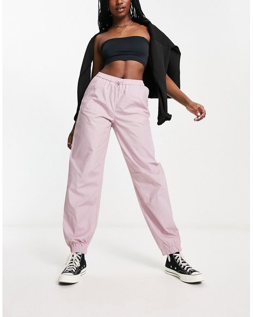 Jdy cuffed parachute pants in lilac-