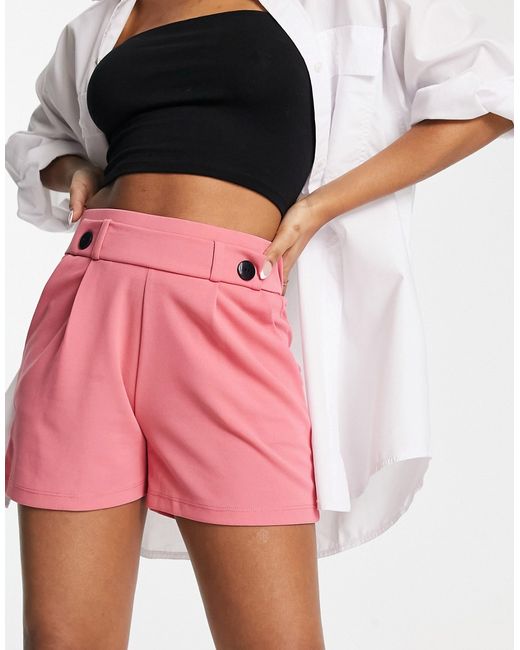 Jdy button detail tailored shorts in pink part of a set-