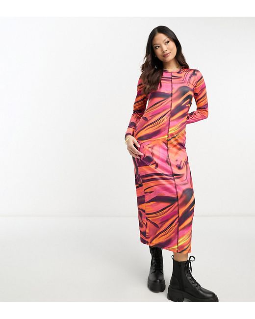 Vero Moda Petite abstract printed midi dress in