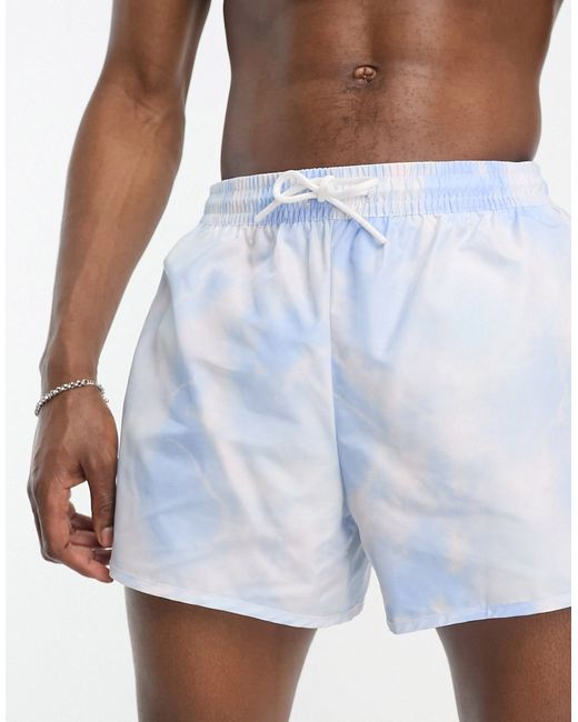 Weekday tan printed swim shorts in tie dye-