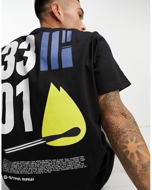 G-Star 3301 oversized flame back print t-shirt in