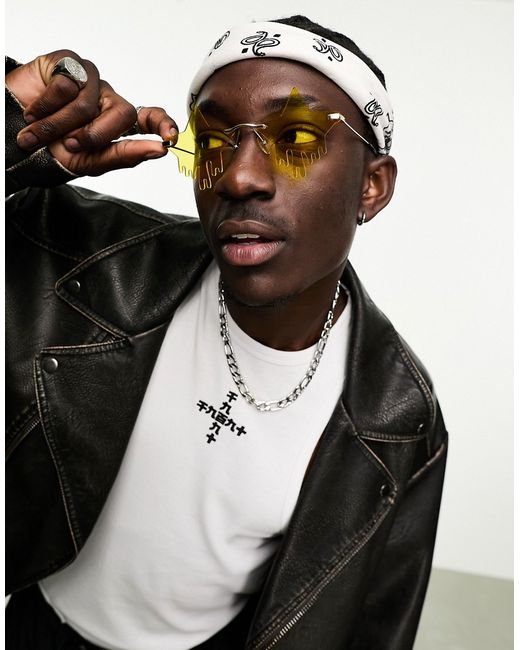 Asos Design festival star fashion sunglasses with lens in gold