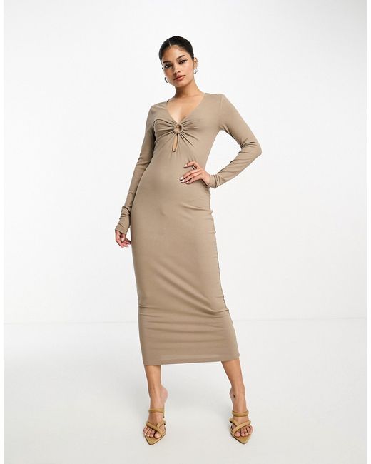 Na-Kd ring detail cut out midi dress in