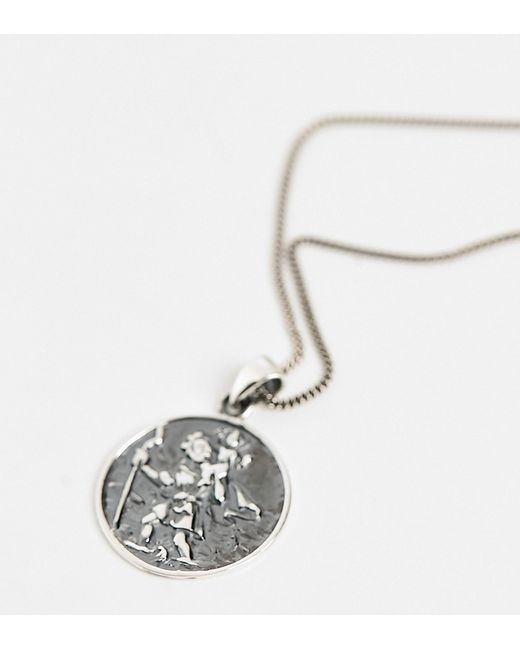Asos Design sterling necklace with St Christopher pendant in