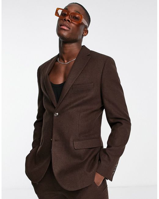 Topman skinny two button wool mix suit jacket in