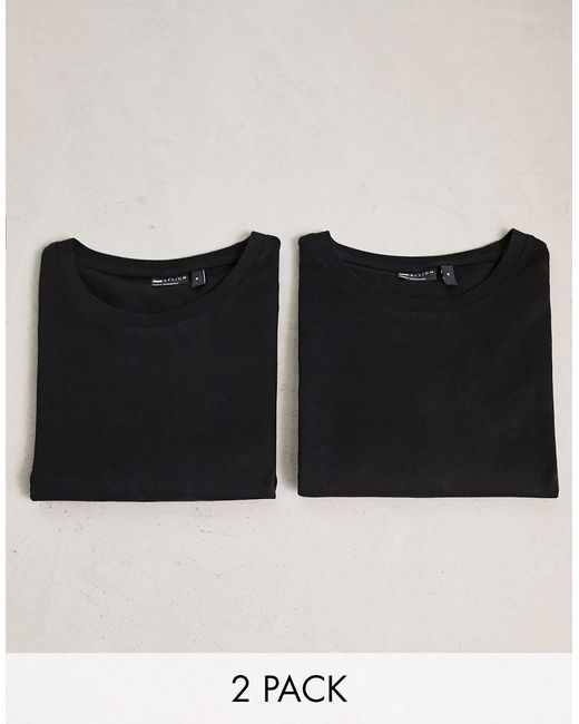 Asos Design 2 pack t-shirt with crew neck in black-