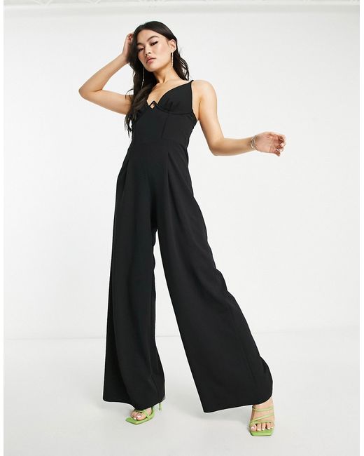 Jaded Rose cami wide leg jumpsuit with bust detail in