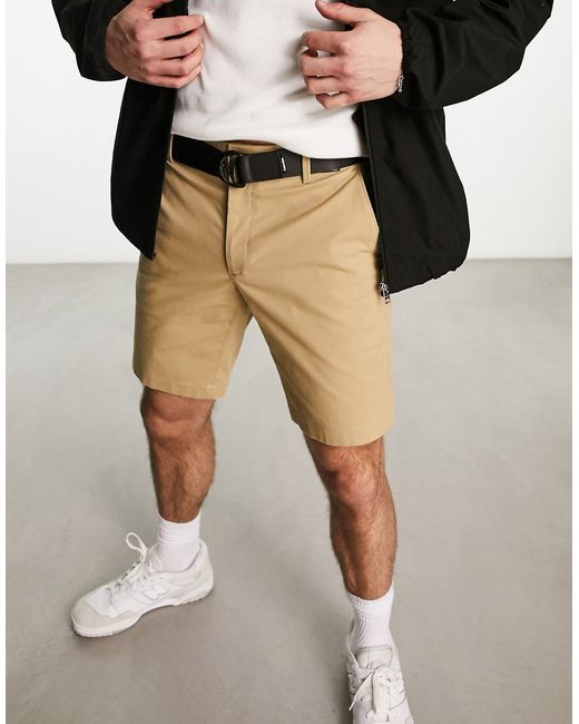 Calvin Klein slim belted shorts in