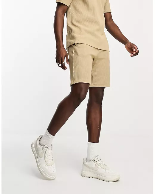 Only & Sons ribbed jersey shorts in part of a set-