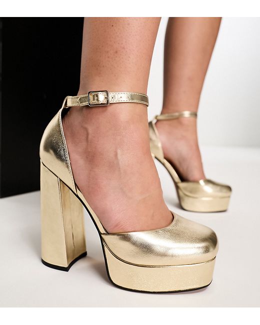 Asos Design Wide Fit Priority platform high heeled shoes in