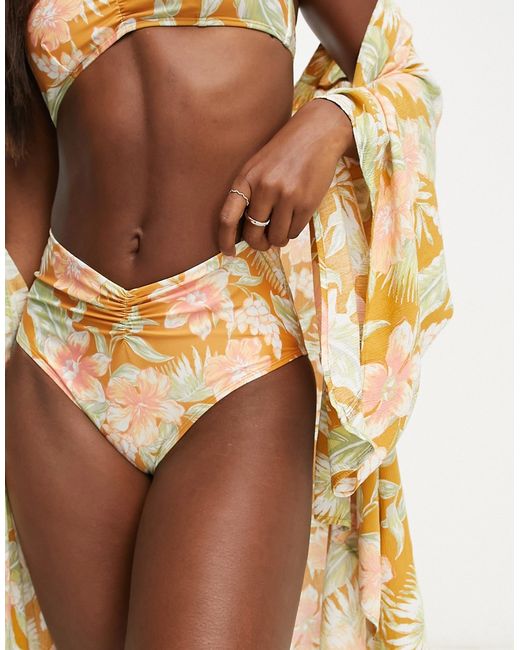Rip Curl Always Summer high waist bikini bottom in retro flower print-