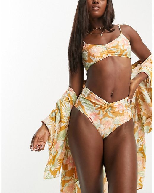 Rip Curl Always Summer bralette bikini top in retro flower print-