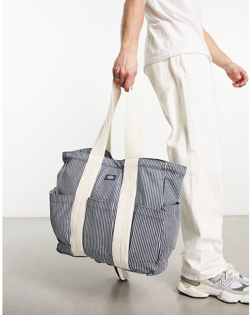 Dickies tote bag in hickory stripe blue-