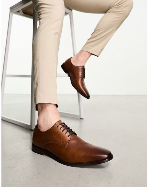Thomas Crick leather derby lace-up shoes in brown-
