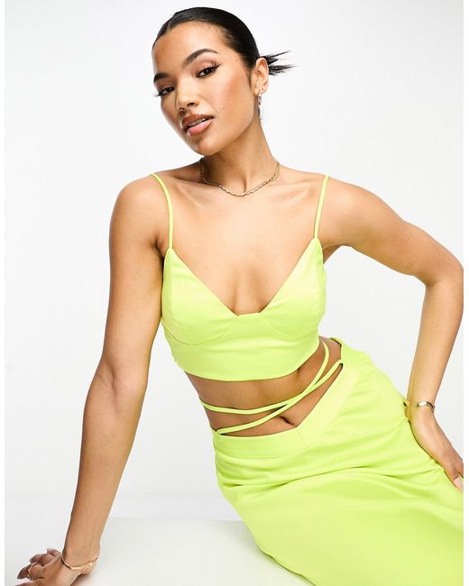 Something New satin cami top in neon part of a set