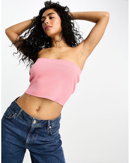 Asos Design knitted bandeau crop top in