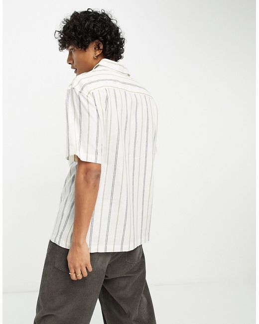 PacSun ari resort short sleeve linen shirt in and black stripe