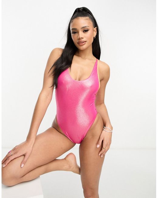Speedo solid foil print mulitway swimsuit in