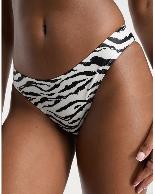 Dorina Burdine high leg bikini bottom in zebra print-