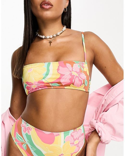 Billabong Chasin Sunbeams square crop bikini top in print